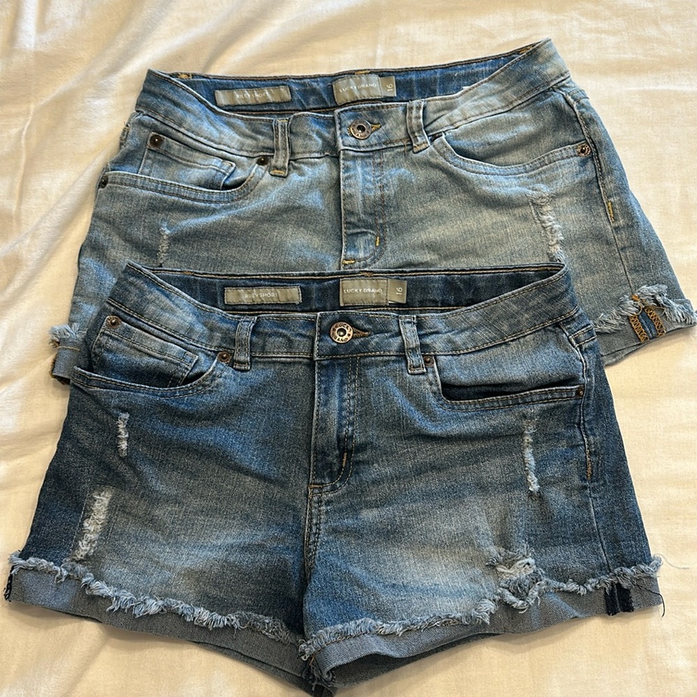 Lucky brand girls Riley denim jean shorts 16 light medium blue